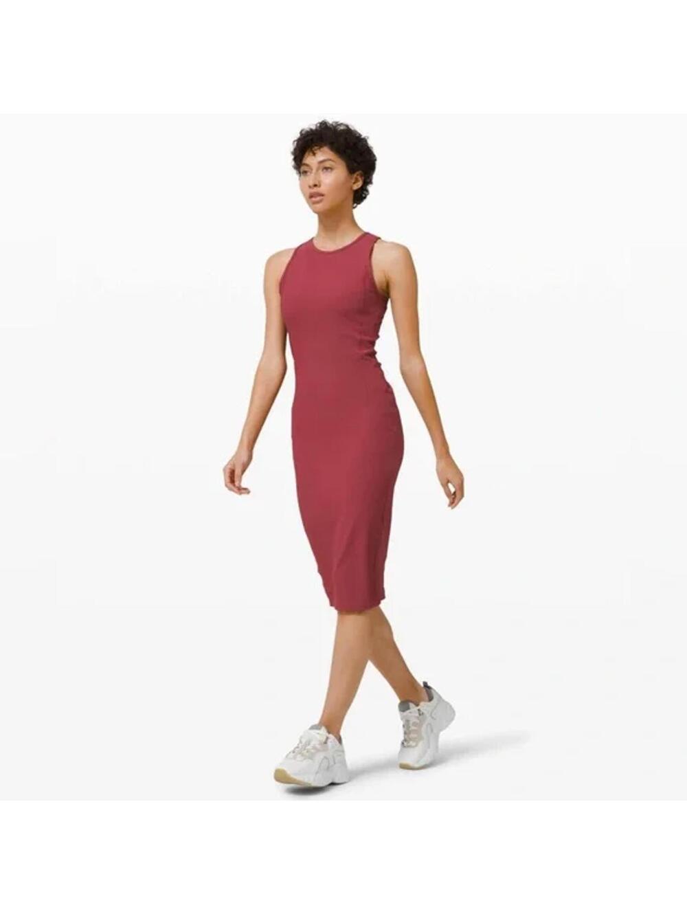 Lululemon Brunch and Back Midi Dress Chainti Red Burgundy Size 10